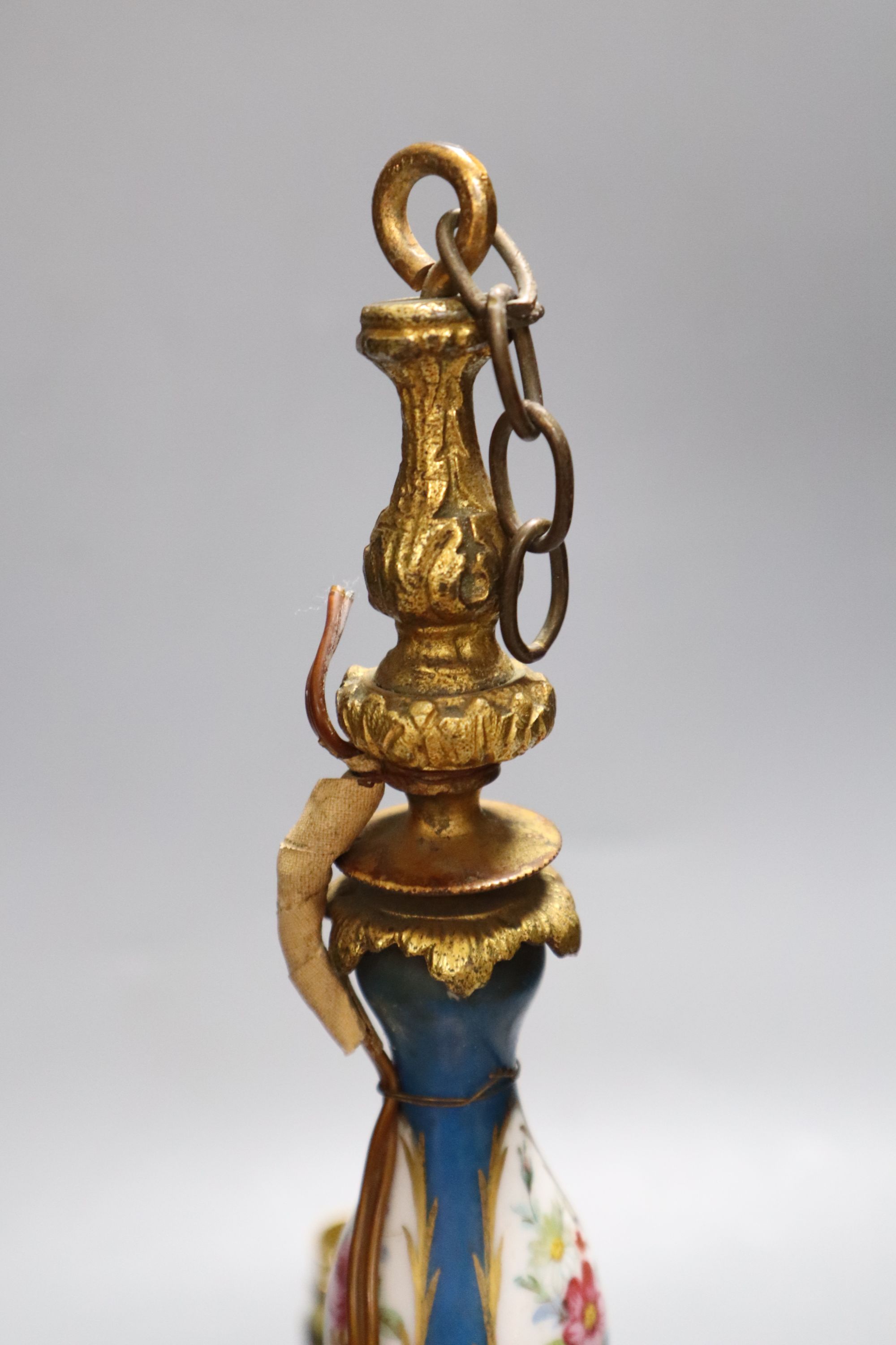 A Sevres style porcelain and gilt metal electrolier